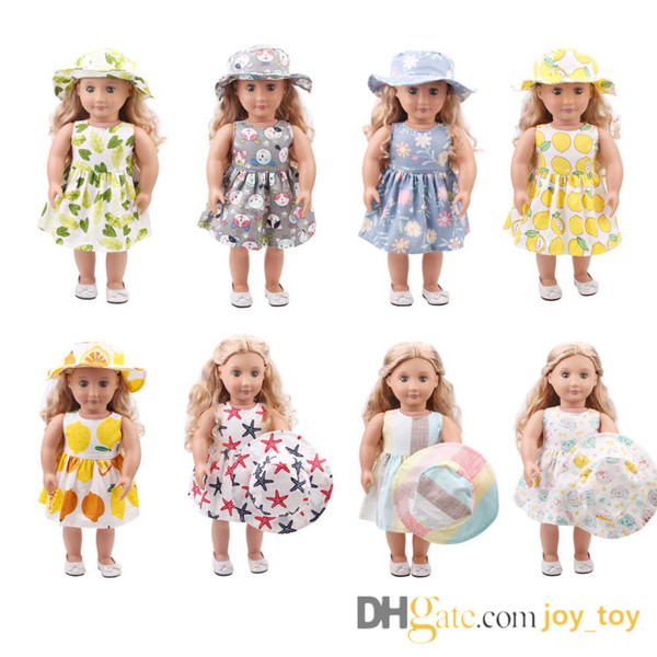 9 Styles 18 inch Doll One Piece Dress with Hat for 18 inch Doll Cloth Apparel