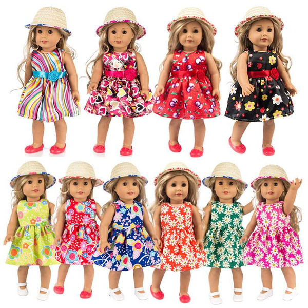 18 inch Doll Skirt Hat Mesh Pleated Skirt one piece dress Summer American Girl Doll Cloth for 18 inch American Girl