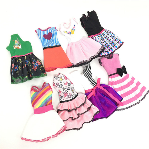 5pcs Doll Fashionable Clothing Set Casual Dress Doll Style Girls Gift for Children Cute Doll Skirt Clothing Random