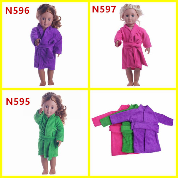 3 Colors Pajamas Winter Nightgown Cold Nightie nightclothes Bed Gown for 18 inch doll Apparel Accessories