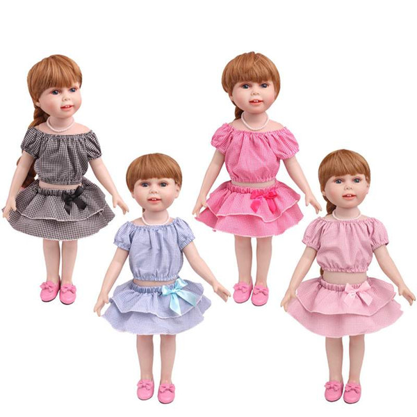 4 colors Shirt Skirt outfit Fashion Hand made Doll Cloth for 18 inch American Girl Doll