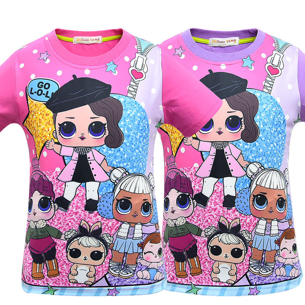 T shirt 3D color Printing New Cartoon Girls Short sleeve T-shirt Summer Breathable children's wear Kids Children Outwear Top Clothing 3415