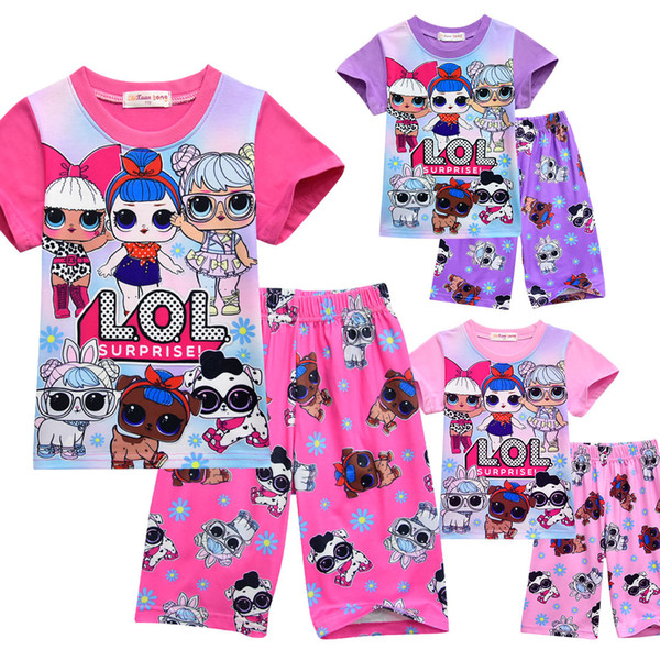 T shirt Pajama Set 3D color Printing New Cartoon Girls Short sleeve T-shirt Shorts Suit Summer Children's Wear Kids Girl's Outwear Clothing