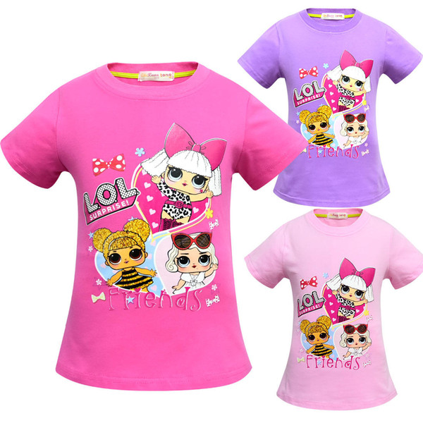 T shirt 3D color Printing New Cartoon Girls Short sleeve T-shirt Summer Breathable children's wear Kids Children Outwear Top Clothing 2242