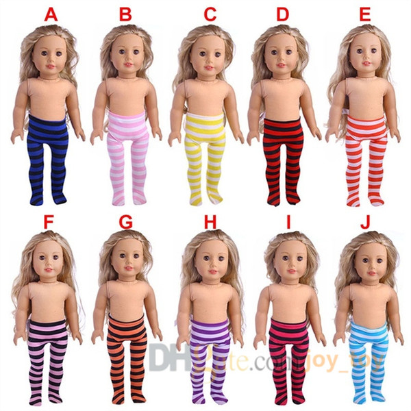 Leggings American Doll Tights Leggings Girl 18inch Girl Striped Tights Hot Tights Outfit Doll Striped Born Colorful Doll Baby Beautiful