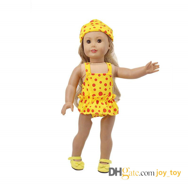 Summer Swimsuit 18 inch Doll Cloth Yellow Colour Summer Swimwear with hat for 18 inch American Doll Colth