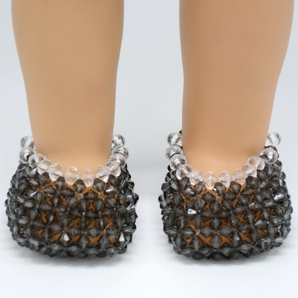 18 inchs Girl doll shoes for child gift -Doll Clothes Accessories manual bead black doll shoes