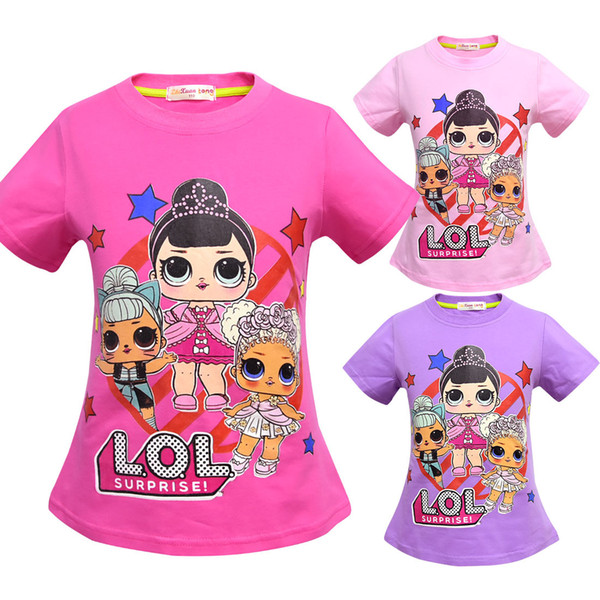 T shirt 3D color Printing New Cartoon Girls Short sleeve T-shirt Summer Breathable children's wear Kids Children Outwear Top Clothing 2201