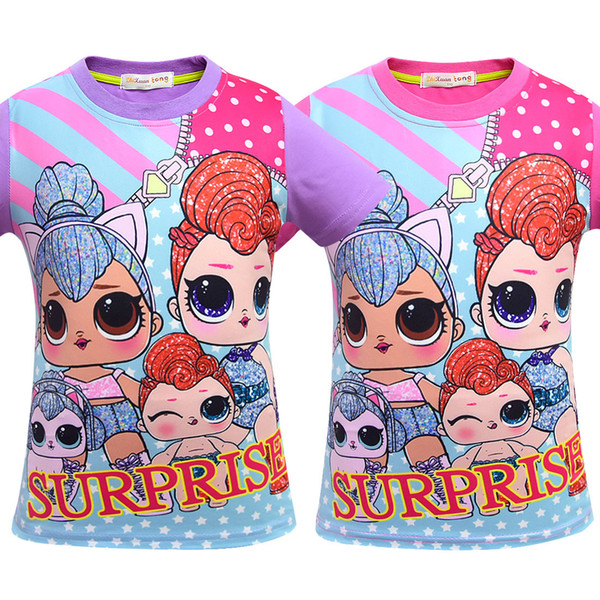 T shirt 3D color Printing New Cartoon Girls Short sleeve T-shirt Summer Breathable children's wear Kids Children Outwear Top Clothing 3416