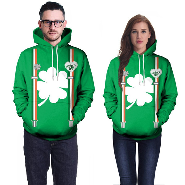 St.Patrick's Day Hoodies new brand couple sweater coat loose slim pockets fashion men and women B101-048