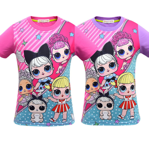 T shirt 3D color Printing New Cartoon Girls Short sleeve T-shirt Summer Breathable children's wear Kids Children Outwear Top Clothing 3414