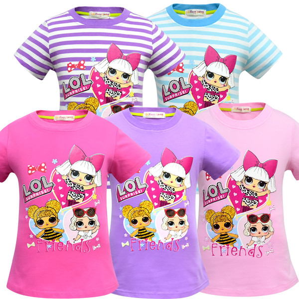 T shirt 3D color Printing New Cartoon Girls Short sleeve T-shirt Summer Breathable children's wear Kids Children Outwear Top Clothing 2242-2