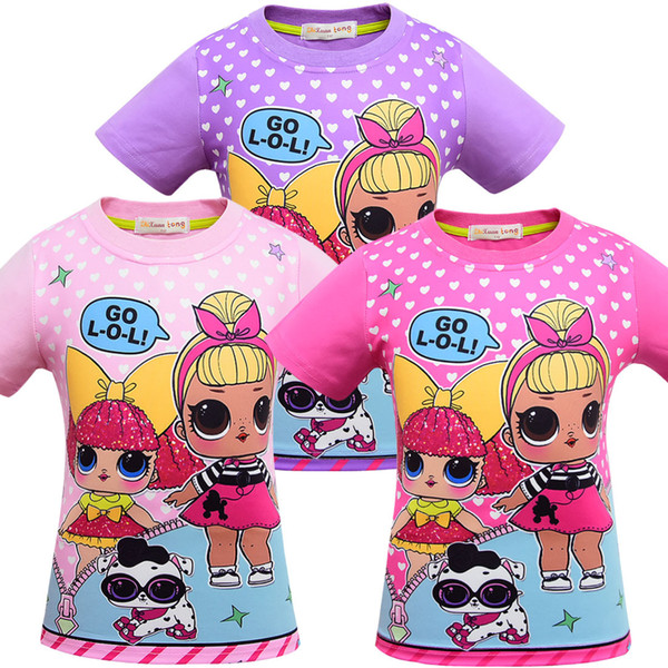 T shirt 3D color Printing New Cartoon Girls Short sleeve T-shirt Summer Breathable children's wear Kids Children Outwear Top Clothing 3391