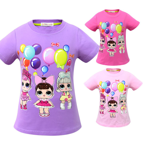 T shirt 3D color Printing New Cartoon Girls Short sleeve T-shirt Summer Breathable children's wear Kids Children Outwear Top Clothing 2241