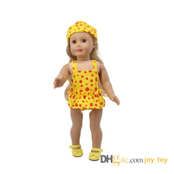 18 Inch Doll Swimwear Yellow Colour Swimsuit with Cap for 18 inch American Doll Colth Accessories