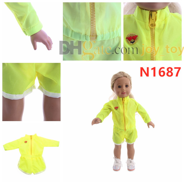 New Long Sleeve Sport Suit with Short Pants for 18 inch American Girl Doll Cloth Accessory