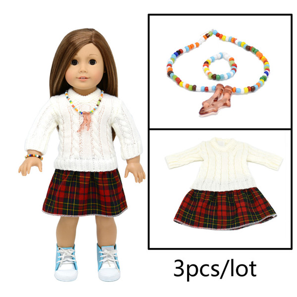 3 Piece American Girl Doll Accessories - 18 inch Doll Clothes Accessories Set Fits for American Girl, Our Generation, Journey Girls