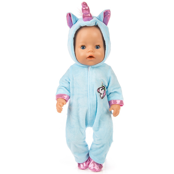 Doll Clothes for 17inch Reborn Baby Doll Clothes Unicorn Hoodie Coat Set Doll Animal Clothes Outfit Children Best Gift