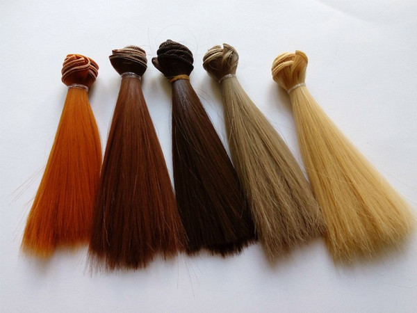 5PCS/LOT Hot Sale DIY BJD Hair Wig Accessories 15CM Synthetic Fiber Straight Hair For Doll