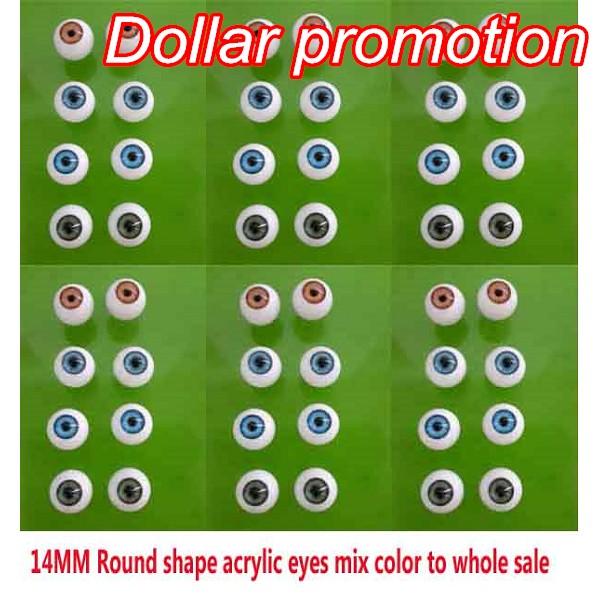 14mm 10 pieces/lot round doll eyes shape Reborn Baby Doll KitsDoll Eyeball Toys Eyeball Round Acrylic Doll Eyes Different Color Wholesale