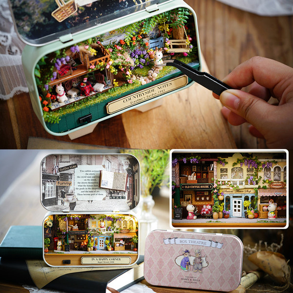 Mini Room Doll House Furnitures Box Theatre DIY Model Miniatures Wooden Dollhouse Toys for Children AIJILE