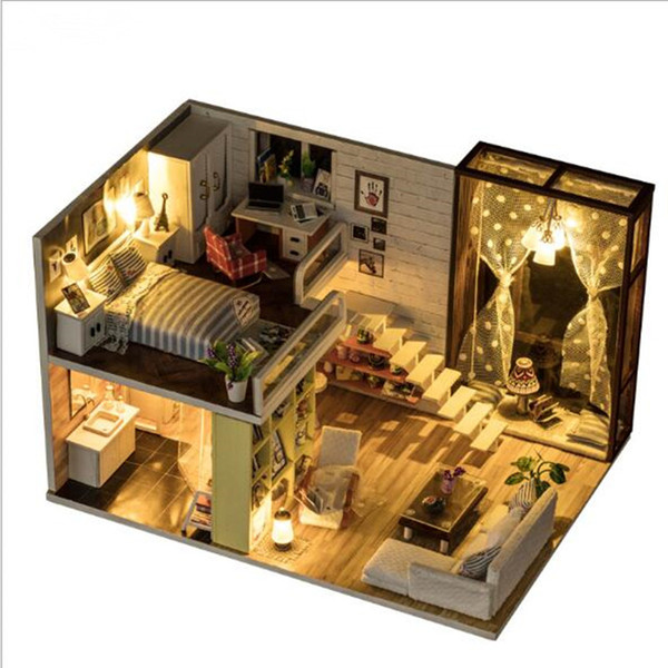 Cute room DIY Doll House 3D Wooden Miniatura Doll Houses Miniature Dollhouse toys With Furniture Christmas Gift