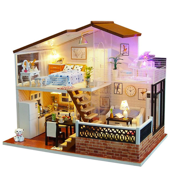 DIY Dollhouse Miniature Doll House DIY Cabin Sunligh with Furniture Children Adult Model Building Kits Dollhouse