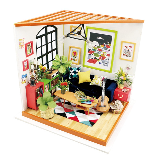 Robud New year Gift DIY Miniature Doll House with Furniture Chirstmas Present Mini Dollhouse Exquisite Toys for Children DG106