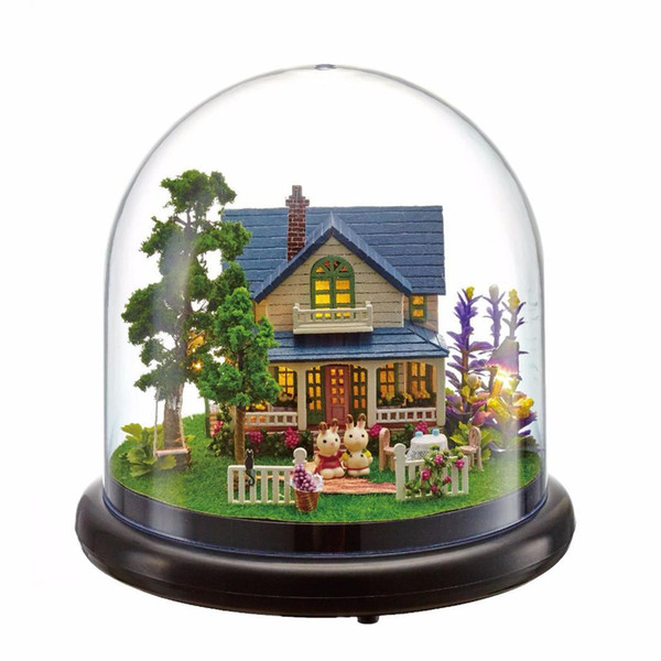 Miniature Hand-assembled Wooden DIY Doll House With Glass Cover Decorations,Gifts,Home Placement,Collection