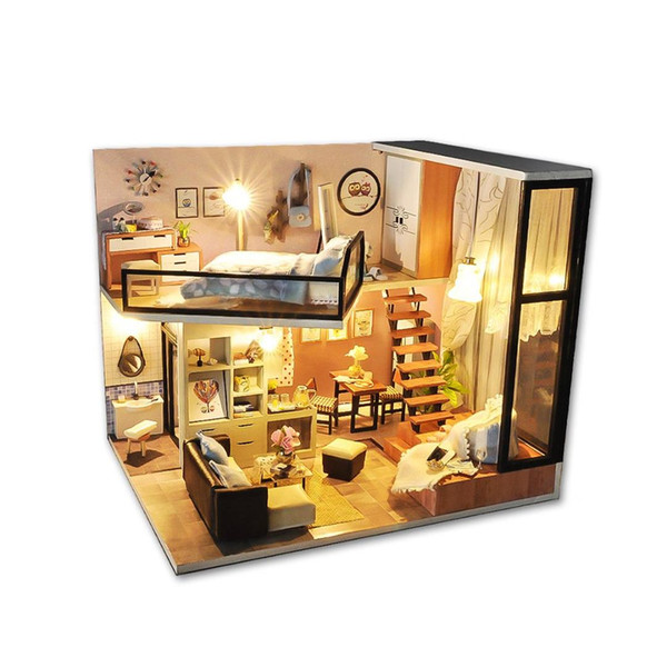 Assemble DIY Wooden House Toy Wooden Miniatura Doll Houses Miniature Dollhouse toys With Furniture LED Lights Birthday Gift