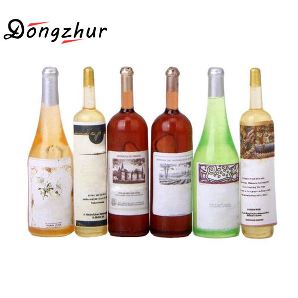 6pcs 1/12 Dollhouse Miniature Accessories Mini Plastic Wine Bottle Simulation Furniture Model Toys For Doll House Decor