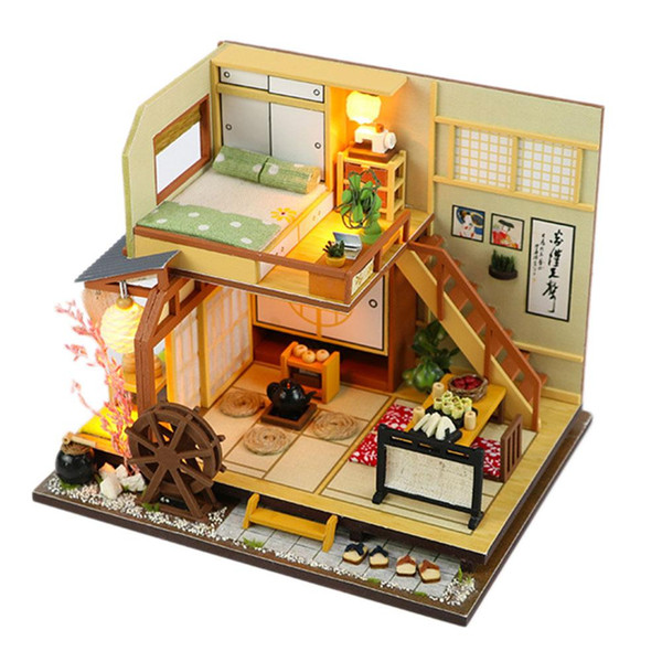 DIY Doll House Furniture Miniature Forest Holiday Japanese Style House Doll House With LED Children's 3D Wooden Gift Toy