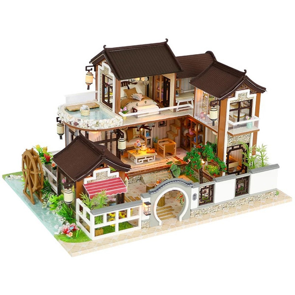 Doll House Miniature DIY Dollhouse With Furnitures Wooden House Countryard Dweling Toys For Children Birthday Gift