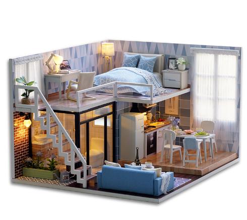 Ins 3D DIY Assemble Doll House Wooden Miniatura Doll Houses Handmade Furniture Miniature Dollhouse Toys Birthday Valentine Gifts