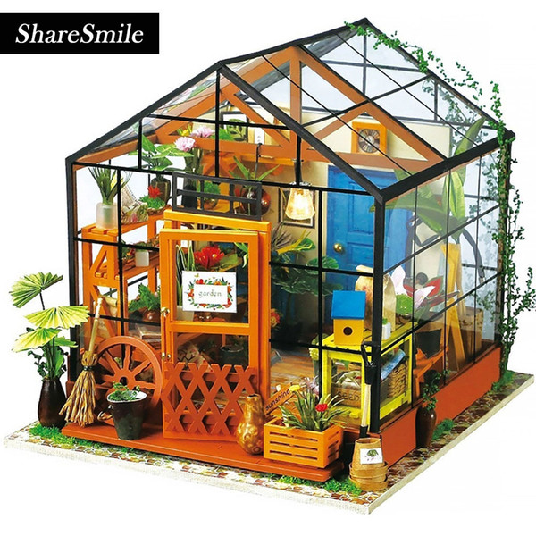 3D three-dimensional puzzle,DIY cottage model sunny garden creative gift,wooden house toys for children flower house