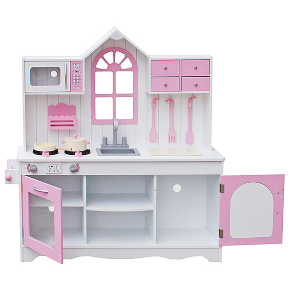 Newest Christmas gifts Assemble DIY Doll House Toy Wooden Miniatura Doll Houses Kids Wood Kitchen Toy Cooking Pretend Play Set