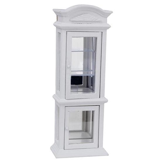 KEOL-1:12 Mini Doll House White Transparent Window Cupboard Display Cabinet