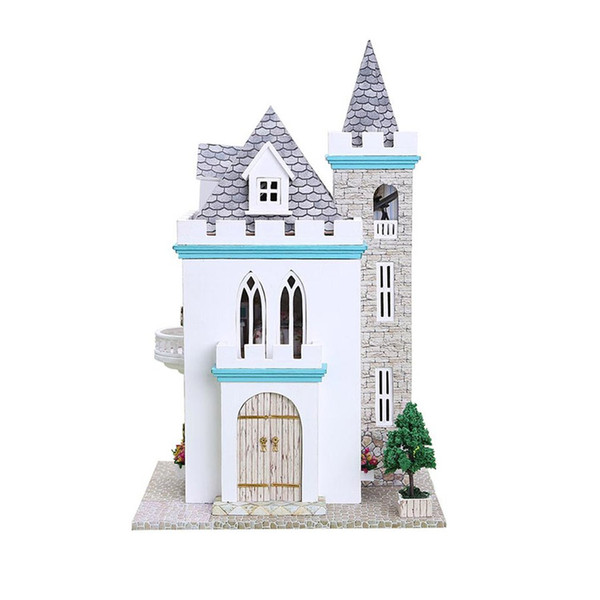 Moonlight Castle Dollhouse DIY 3D Miniature Doll House Model Building Kits Wooden Furniture Toys Birthday Gifts