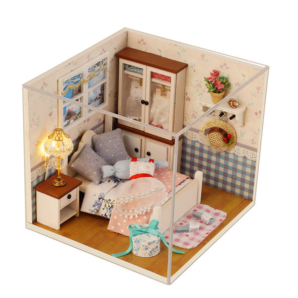 3D Wooden Creative DIY Dollhouse Doll House Toys Model Miniatura With Furnitures Children's Gift Doll House Furniture Kits