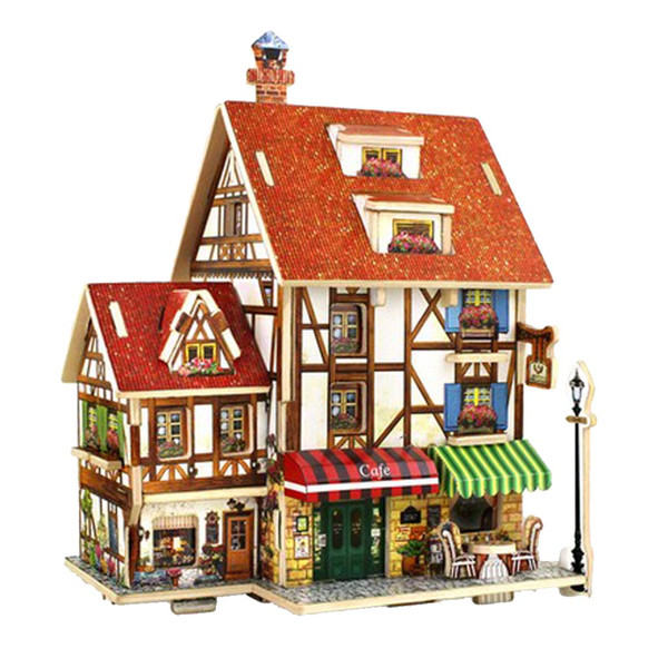 1/24 Handcrafted Detachable DIY Villa Miniature Kit - 3D Wooden Dollhous French Building Model With Furniture & Accessories