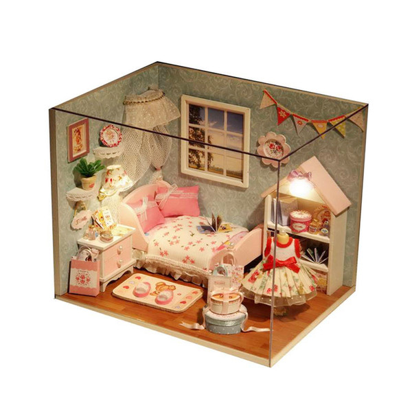 Mini Doll House Miniature Furniture Happy Little World Handmade Model Landscape Small House Lovers Kids Girls Gift H009