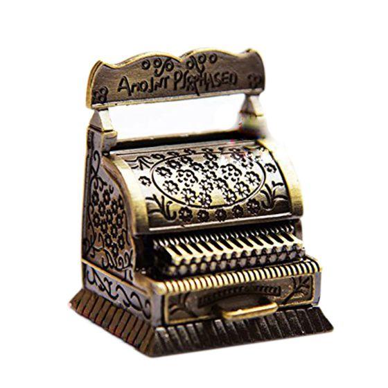 FBIL-1/12 Dollhouse Miniature Metal Vintage Carving Cash register Quality