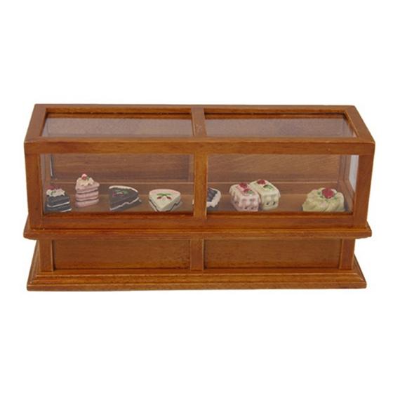 Dollhouse Miniature Furniture Cake Cabinet Walnut 16.3*5*7.7cm