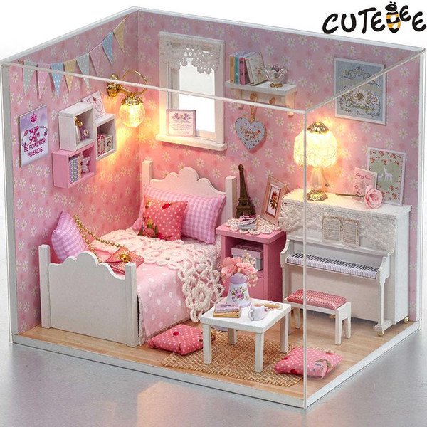 -Doll House Furniture Diy Miniature Dust Cover 3D Wooden Miniaturas Dollhouse Toys for Christmas -H015