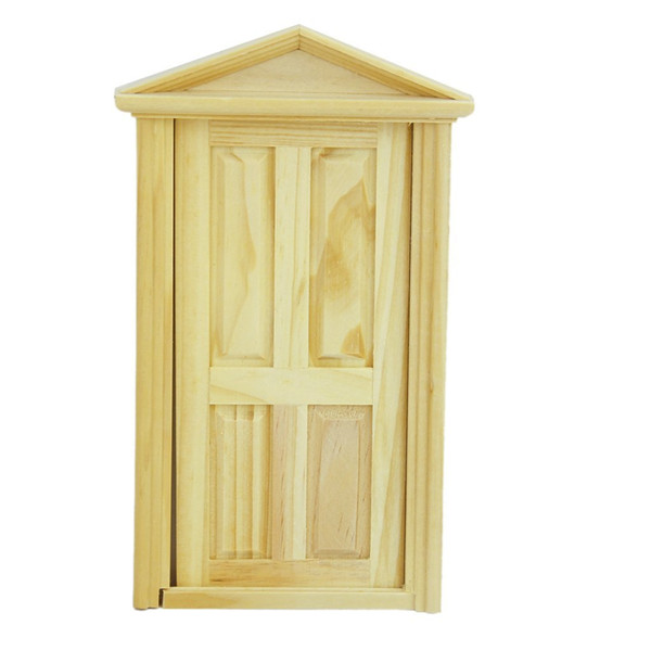 HOT SALE 1/12 Dollhouse Miniature Exterior Inward-Open Wood Door with Steeple top