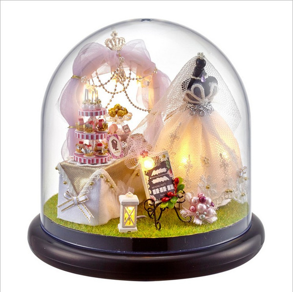 Forever Love Dollhouse Wooden Doll Houses Miniature Home Assembling Dollhouse Diy Glass Ball Toys Kit totoro Figure Valentine's Day gift