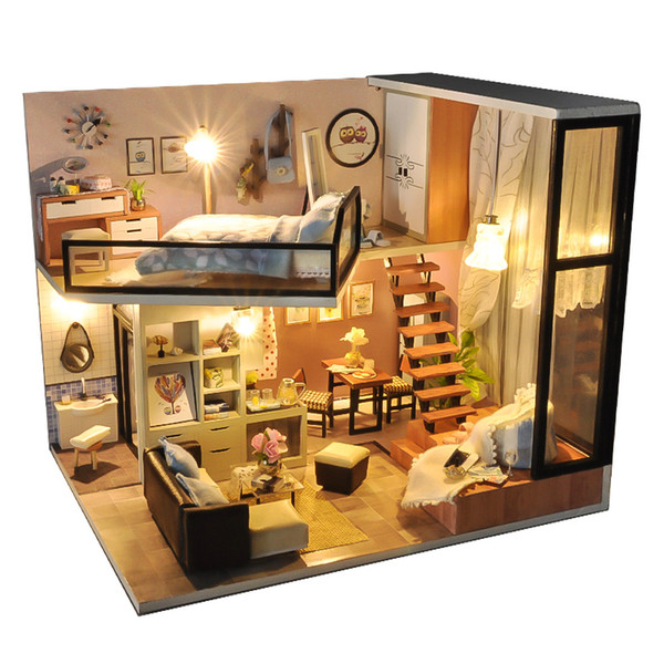 TD16 Sweet Dream DIY Dollhouse With Light Cover Miniature Model Gift Collection Decoration Doll House Children Adult Gift Toys