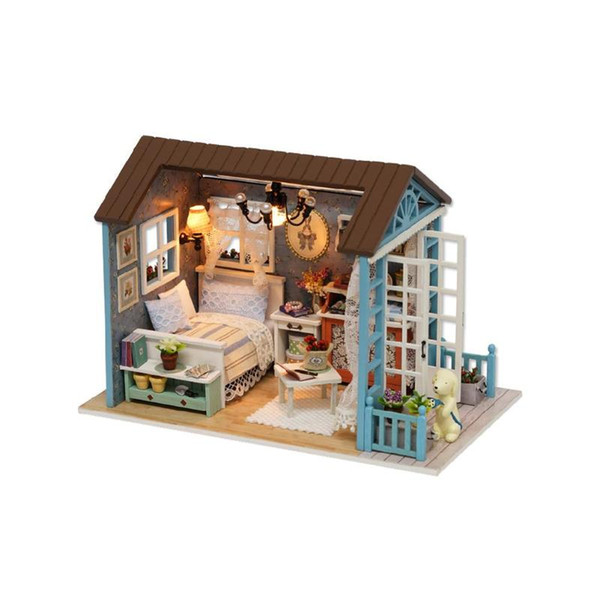 Multicolor DIY Mini Dollhouse Wooden Children Toy Handmade Doll House Furniture Kit Miniature for Children Christmas Gift