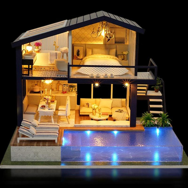 New Girl DIY 3D Wooden Mini Dollhouse 2018 Time Apartment Doll House Furniture Educational Toys Furniture For children Love Gift