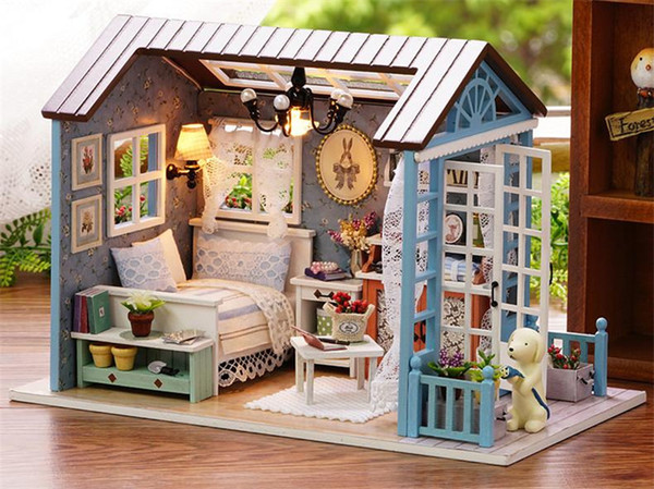 Doll House Miniature DIY Dollhouse With Furnitures Wooden House Toys For Children Birthday Gift K0226